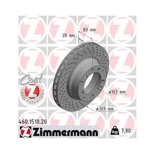 ZIMMERMANN 460.1510.20 Bremsscheiben 2 Stück für PORSCHE ZIMMERMANN 460.1510.20 Bremsscheiben 2 Stück für PORSCHE