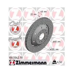 Original ZIMMERMANN 100.3342.70 Bremsscheiben 2 St&uuml;ck f&uuml;r AUDI