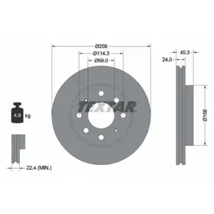 TEXTAR 92103903 Bremsscheiben 2 Stück vorne für MITSUBISHI TEXTAR 92103903 Bremsscheiben 2 Stück vorne für MITSUBISHI