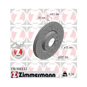 Original ZIMMERMANN 370.3083.52 Bremsscheiben 2 Stück für MAZDA Original ZIMMERMANN 370.3083.52 Bremsscheiben 2 Stück für MAZDA