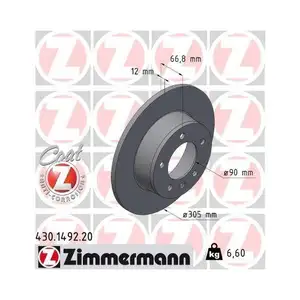 ZIMMERMANN 430.1492.20 Bremsscheiben 2 Stück RENAULT ZIMMERMANN 430.1492.20 Bremsscheiben 2 Stück RENAULT