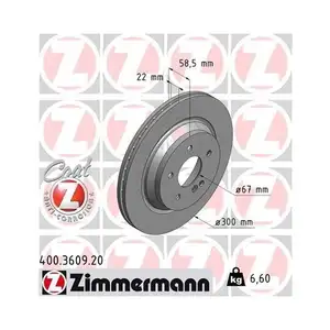 ZIMMERMANN 400.3609.20 Bremsscheiben 2 St&uuml;ck hinten MERCEDES-BENZ