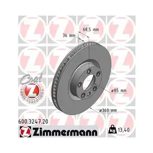 ZIMMERMANN 600.3247.20 Bremsscheiben 2 Stück für VW PORSCHE ZIMMERMANN 600.3247.20 Bremsscheiben 2 Stück für VW PORSCHE