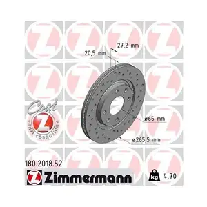 ZIMMERMANN 180.2018.52 Bremsscheiben 2 Stück für PEUGEOT CITROËN ZIMMERMANN 180.2018.52 Bremsscheiben 2 Stück für PEUGEOT CITROËN