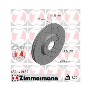 Original Zimmermann 430.1499.52 Bremsscheiben 2 Stück für SAAB Original Zimmermann 430.1499.52 Bremsscheiben 2 Stück für SAAB
