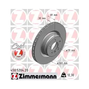 ZIMMERMANN 450.5204.20 Bremsscheiben 2 St&uuml;ck vorne LAND ROVER
