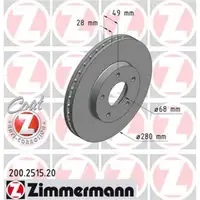 Zimmermann 200.2515.20 Bremsscheiben 2 Stück NISSAN