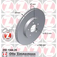Zimmermann 250.1344.20 Bremsscheiben 2 Stück FORD