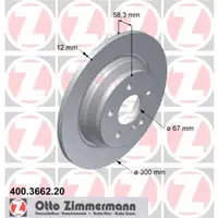 Zimmermann 400.3662.20 Bremsscheiben 2 Stück MERCEDES-BENZ