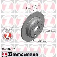 Zimmermann 280.3174.20 Bremsscheiben 2 Stück HONDA