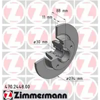 Zimmermann 470.2448.00 Bremsscheiben 2 Stück RENAULT