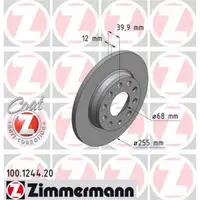 Zimmermann 100.1244.20 Bremsscheiben 2 Stück AUDI
