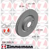 Zimmermann 590.2810.20 Bremsscheiben 2 Stück TOYOTA