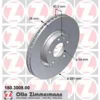 Zimmermann 180.3008.00 Bremsscheiben 2 Stück PEUGEOT