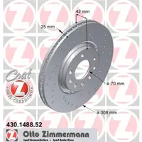 Original Zimmermann 430.1488.52 Bremsscheiben 2 Stück für OPEL