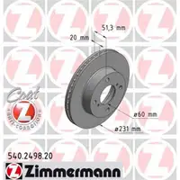 Zimmermann 540.2498.20 Bremsscheiben 2 Stück NISSAN
