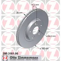 Zimmermann 280.3161.00 Bremsscheiben 2 Stück HONDA