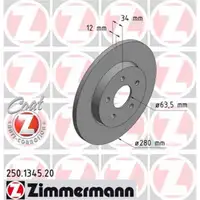 Zimmermann 250.1345.20 Bremsscheiben 2 Stück FORD