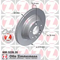 Zimmermann 600.3228.20 Bremsscheiben 2 Stück VW