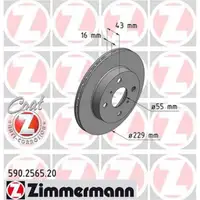 Zimmermann 590.2565.20 Bremsscheiben 2 Stück TOYOTA