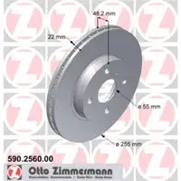 Zimmermann 590.2560.00 Bremsscheiben 2 Stück TOYOTA