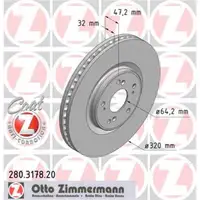 Zimmermann 280.3178.20 Bremsscheiben 2 Stück HONDA