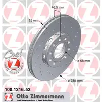 Zimmermann 100.1216.52 Bremsscheiben 2 Stück AUDI