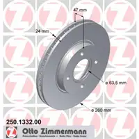 Zimmermann 250.1332.00 Bremsscheiben 2 Stück FORD