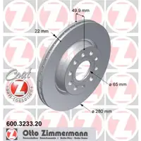 Zimmermann 600.3233.20 Bremsscheiben 2 Stück VW