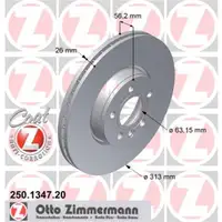 Zimmermann 250.1347.20 Bremsscheiben 2 Stück VW