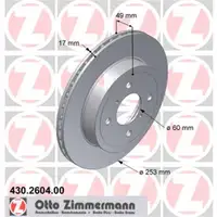 Zimmermann 430.2604.00 Bremsscheiben 2 Stück OPEL