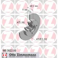 Zimmermann 180.3022.00 Bremsscheiben 2 Stück PEUGEOT