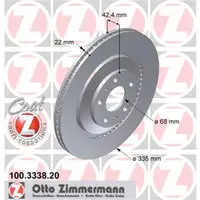 Zimmermann 100.3338.20 Bremsscheiben 2 Stück AUDI