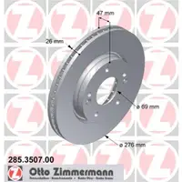 Zimmermann 285.3507.00 Bremsscheiben 2 Stück HYUNDAI