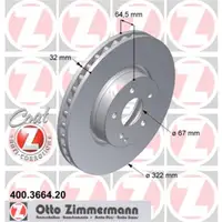Zimmermann 400.3664.20 Bremsscheiben 2 Stück MERCEDES-BENZ