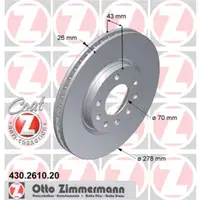 Zimmermann 430.2610.20 Bremsscheiben 2 Stück OPEL