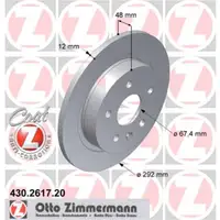 Zimmermann 430.2617.20 Bremsscheiben 2 Stück OPEL
