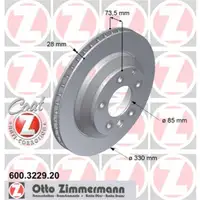 Zimmermann 600.3229.20 Bremsscheiben 2 Stück PORSCHE