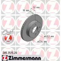 Zimmermann 285.3515.20 Bremsscheiben 2 Stück HYUNDAI