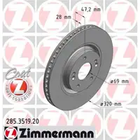 Zimmermann 285.3519.20 Bremsscheiben 2 Stück HYUNDAI