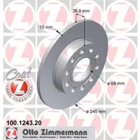 Zimmermann 100.1243.20 Bremsscheiben 2 Stück AUDI