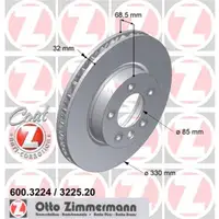 Zimmermann 600.3224.20 Bremsscheiben 2 Stück VW