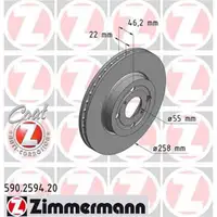 Zimmermann 590.2594.20 Bremsscheiben 2 Stück TOYOTA