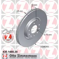Zimmermann 430.1488.20 Bremsscheiben 2 Stück OPEL