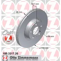 Zimmermann 100.3317.20 Bremsscheiben 2 Stück AUDI