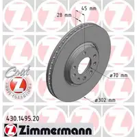 Zimmermann 430.1495.20 Bremsscheiben 2 Stück OPEL