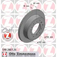 ZIMMERMANN 590.2807.20 Bremsscheiben 2 Stück TOYOTA