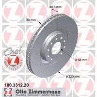 ZIMMERMANN 100.3312.20 Bremsscheiben 2 Stück AUDI