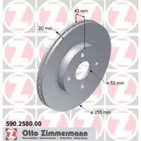 Zimmermann 590.2580.00 Bremsscheiben 2 Stück TOYOTA