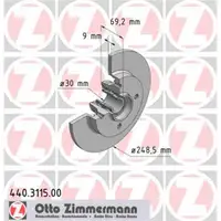 Zimmermann 440.3115.00 Bremsscheiben 2 Stück PEUGEOT